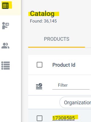 Verified Products Portal screenshot with the two elements highlighted in yellow related to the product record.