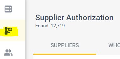 Image of Supplier Authorization pop-up box, with an icon of a person and an arrow highlighted yellow.