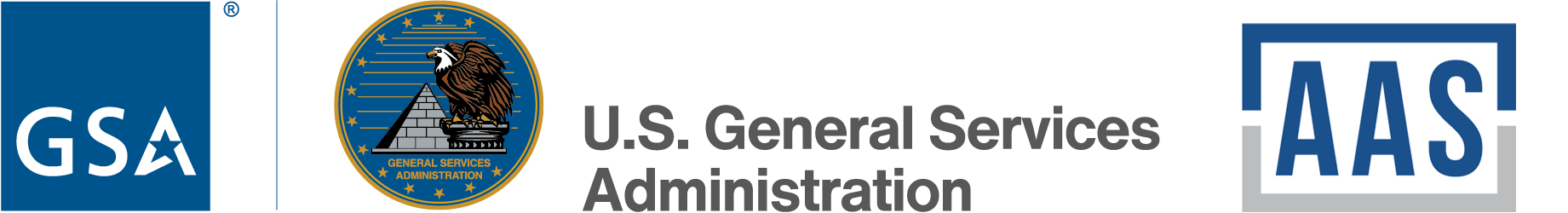 GSA logo and seal, U.S. General Services Administration with AAS logo