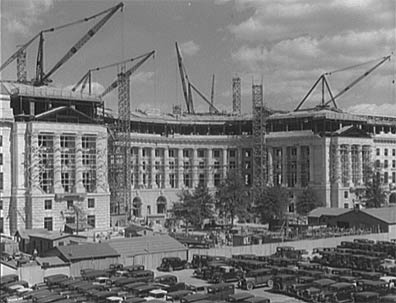 Exterior - Construction of the Great Plaza, and the Post Office, all part of Washington DC known as the Federal Triangle