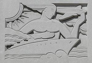 Bas relief 'Transportation &amp; Distribution of the Mail' by Raymond Barger, located in the John O. Pastore Federal Building, Providence, RI
