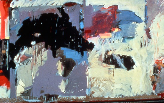 Abstract painting titled Mermaid and Whales at Dinner, Mary Lovelace O'Neal