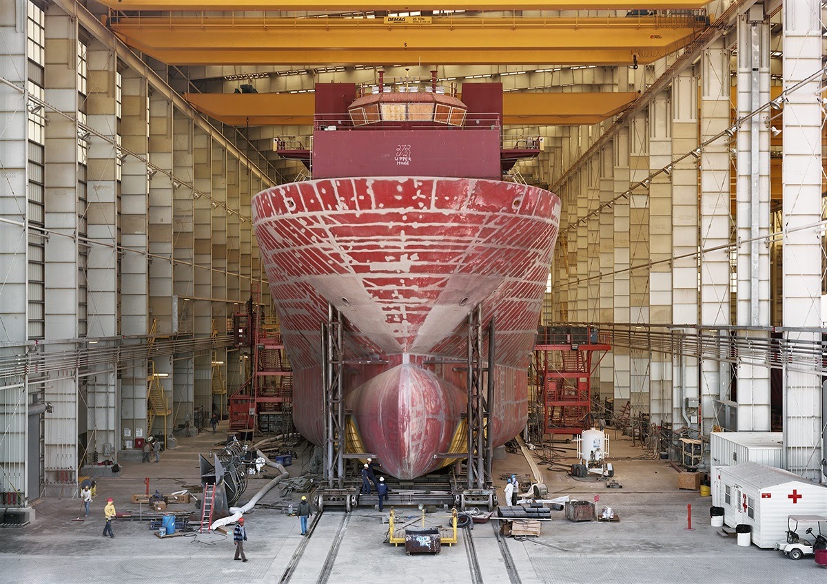 True Bearing: Marine Inspectors Surveying Hull of Icebreaker Class Offshore Supply Vessel, by An-My Lê