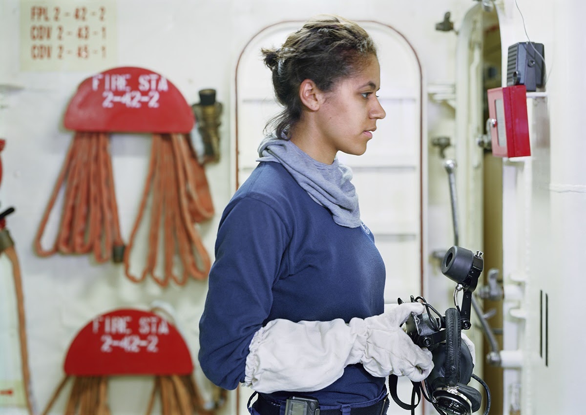 True Bearing: Plotter and Phone Talker in Repair Locker during Fire Drill, by An-My Lê