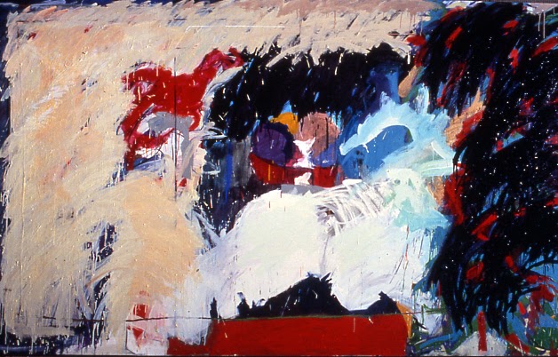 Abstract painting titled When Auntie Meets Kimi for Suchi, Mary Lovelace O'Neal