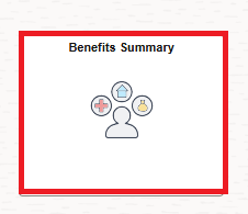 Benefits summary tile highlighted
