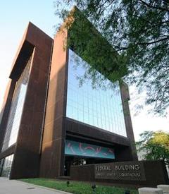 Low-angle full view of the Dayton Federal Buildin
