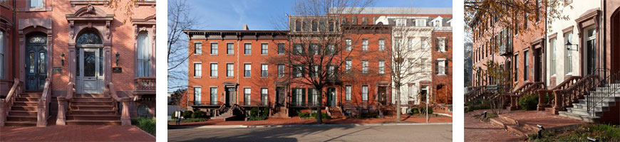 photos of row houses that make up Lafayette Square