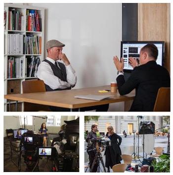 Behind-the-camera photos of the film sets, locations and interviews