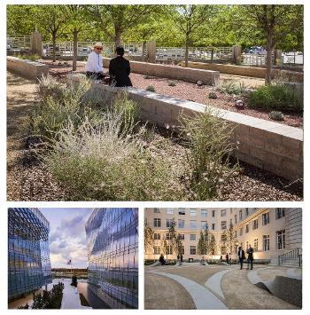 Composite photo of GSA landscapes that have pursued SITES certification