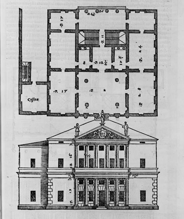 Classical Building Floorplan &amp; Elevation, by Andrea Palladio