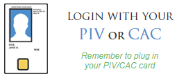 Screen Shot of Login Screen for PIV or CAC Card