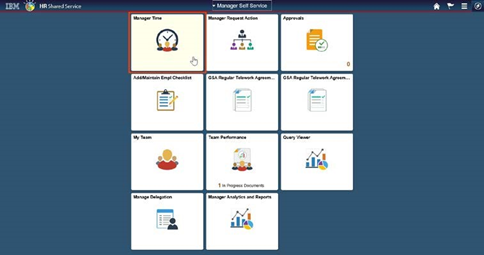 Timesheet entry with manager time tile highlighted