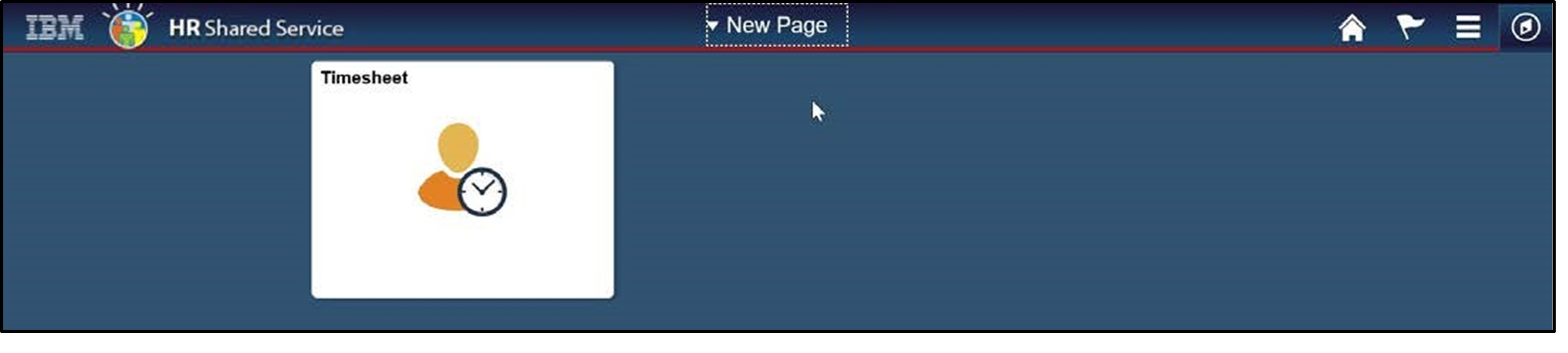 Timesheet entry showing the new tile on the homepage screen