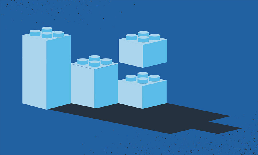 Illustration of LEGO four blocks