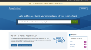 Image of regulations.gov homepage