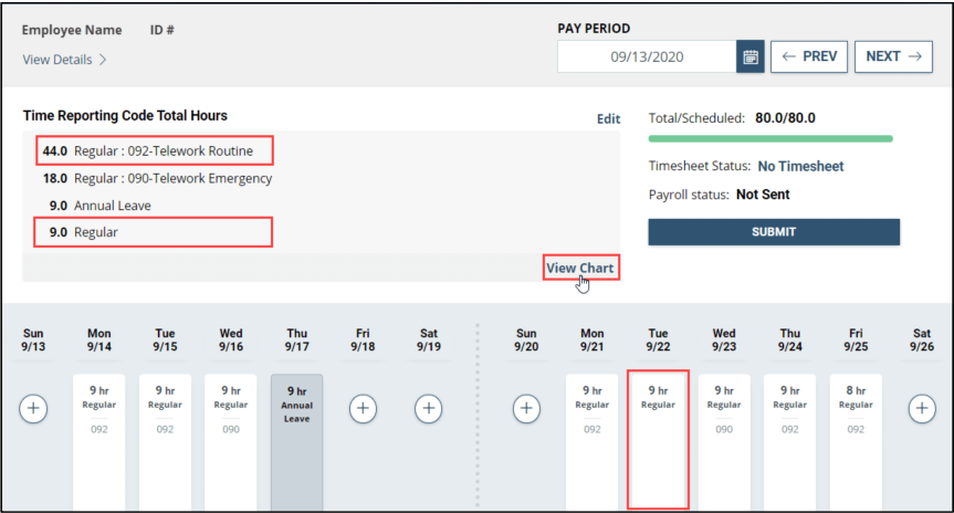 employee timesheet hours breakdown