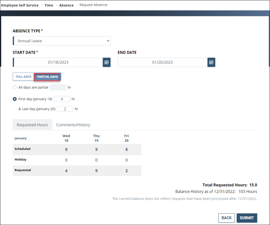 Create absence request 5