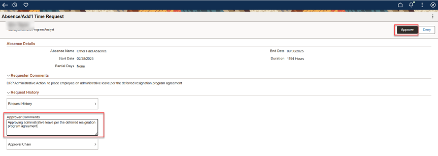  admin leave approval DRP
