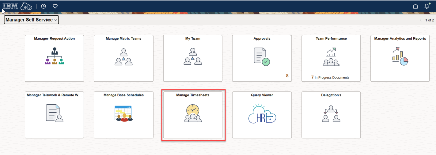  Select the Manager Timesheets