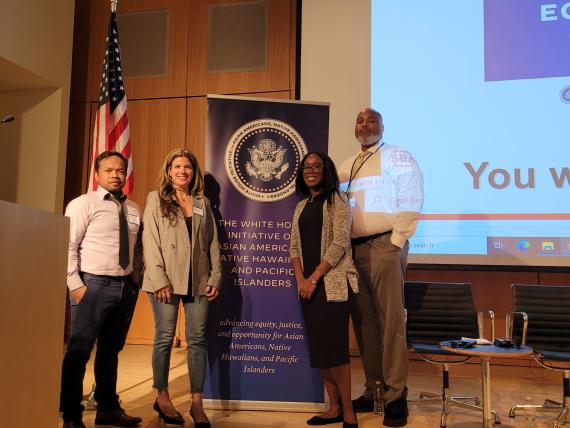 Group photo of four GSA employees who represented the agency at White House Initiative - AA and NHPI Economic Summit in NYC.