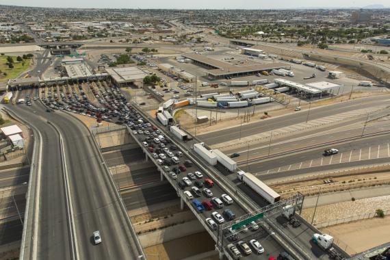 Aerial of Bridge of the Americas in El Paso