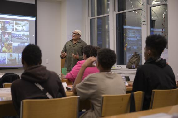 GSA employee Lloyd Caldwell leading discussion during Juneteenth program at GSA Building 1800 F Street NW, Washington D.C. June 22, 2023
