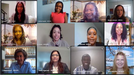 Screenshot of zoom meeting with some of the graduates of the program. They are all smiling and facing their cameras