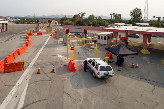An aerial view of the Lukeville Land Port of Entry