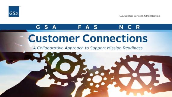 blue and white image with tect saying customer connections