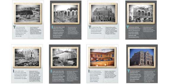 The display with words depicting the history of the U.S Courthouse in Sioux Falls