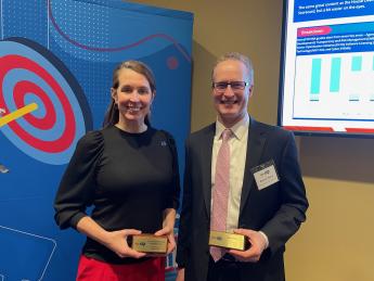 GSA Deputy Administrator Katy Kale pauses for a photo with GSA CIO Dave Shive during the FITARA Awards and FedRAMP ceremony held