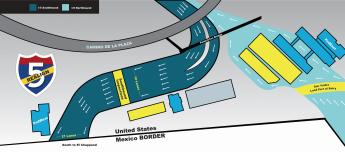 Map showing final lane configuration for new Southbound I-5 crossing to El Chapparal