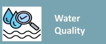 Image of a magnifying glass with water droplets and text that reads GSA Water Quality Management 