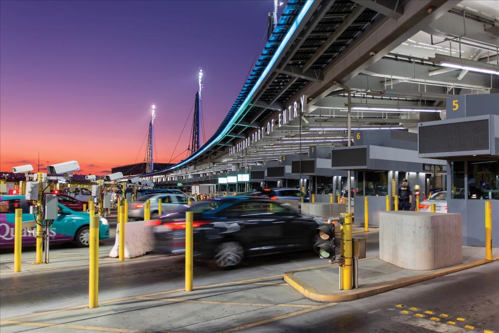 San Ysidro Northbound Lanes at Dusk
